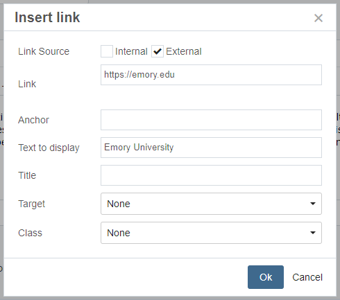 Create an external link.